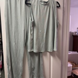 Striped Sleeveless Top and Pants Set